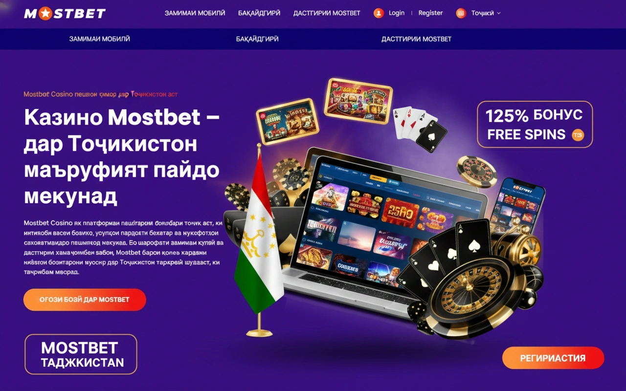 Mostbet Таджикистан официальный сайт казино с бонусом 125% и 250 фриспинов